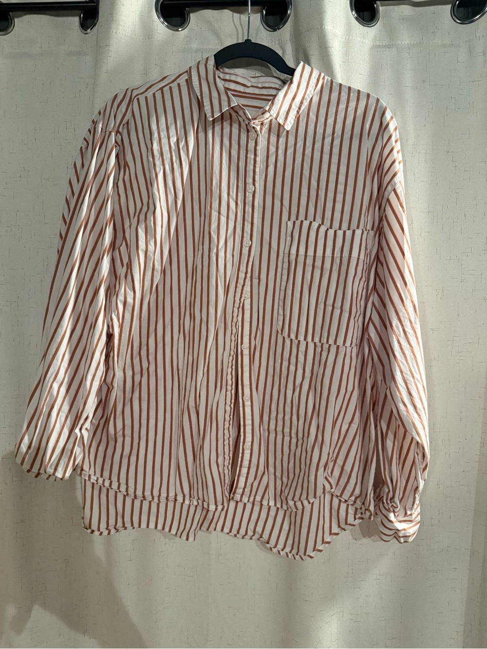 a new day Striped Button-Down Shirt in Rust and White